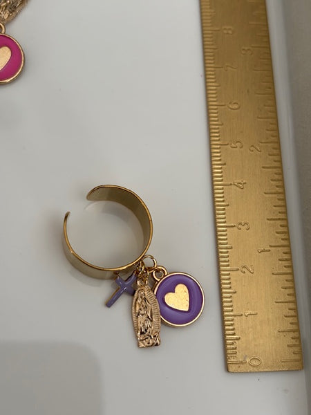 Bague ex voto, bague croix et médaille, cadeau pour cérémonie, bague religieuse, anneau ex voto croix, médaille religieuse sur anneau.