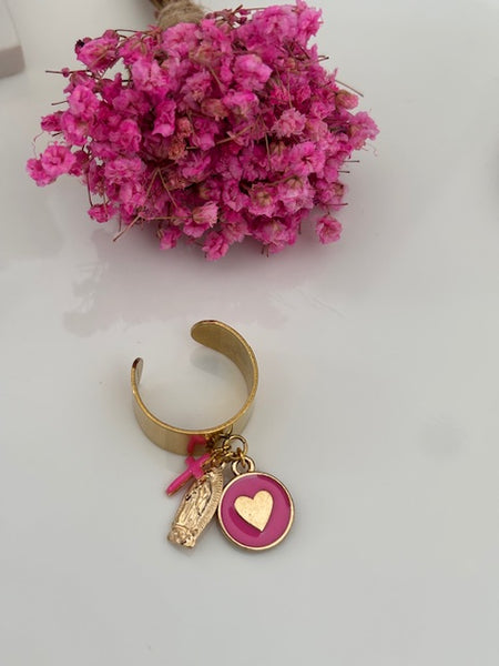 Bague ex voto, bague croix et médaille, cadeau pour cérémonie, bague religieuse, anneau ex voto croix, médaille religieuse sur anneau.