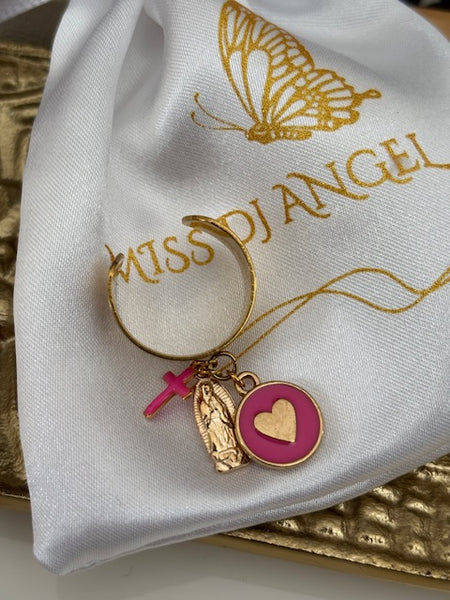 Bague ex voto, bague croix et médaille, cadeau pour cérémonie, bague religieuse, anneau ex voto croix, médaille religieuse sur anneau.