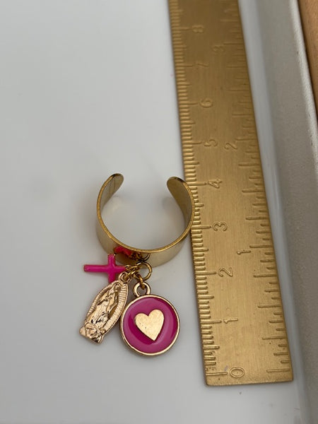 Bague ex voto, bague croix et médaille, cadeau pour cérémonie, bague religieuse, anneau ex voto croix, médaille religieuse sur anneau.