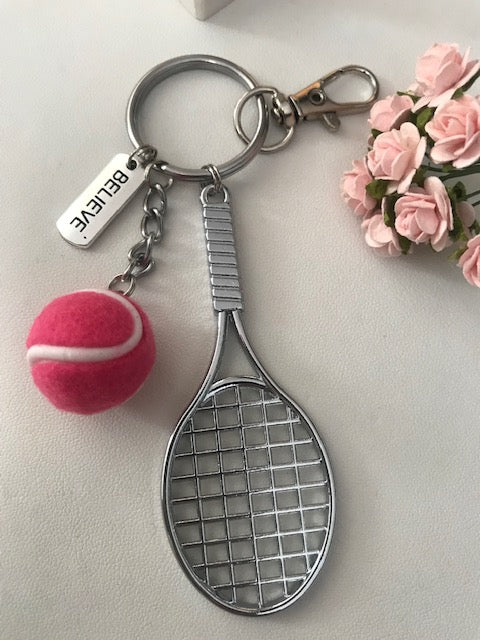 Porte-clés raquette de tennis et balle, cadeau pour joueur de tennis, raquette de tennis kawaii breloque, cadeau pour amateur tennis balle
