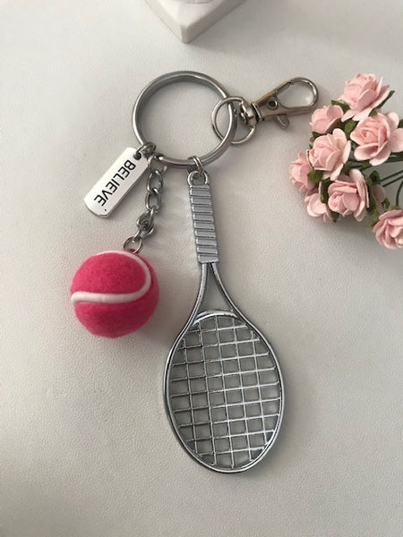 Porte-clés raquette de tennis et balle, cadeau pour joueur de tennis, raquette de tennis kawaii breloque, cadeau pour amateur tennis balle