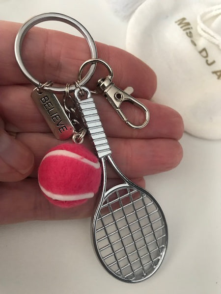 Porte-clés raquette de tennis et balle, cadeau pour joueur de tennis, raquette de tennis kawaii breloque, cadeau pour amateur tennis balle