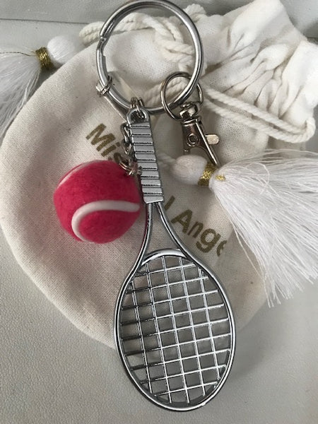 Porte-clés raquette de tennis et balle, cadeau pour joueur de tennis, raquette de tennis kawaii breloque, cadeau pour amateur tennis balle