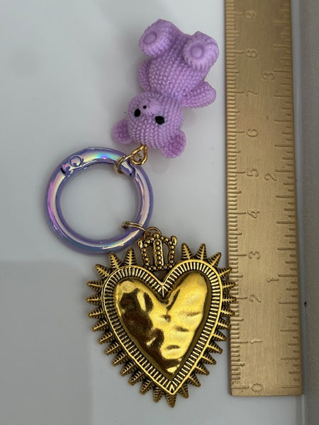 Charms ex voto médaille religieuse, porte clé ourson, cadeau pour maman ourson, cadeau femme cœur ours,