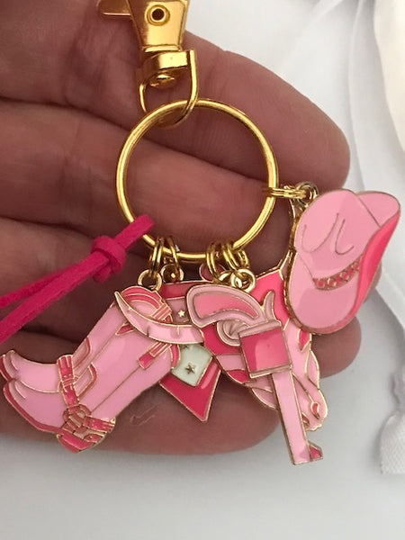 Porte-clés rodéo country, porte-clés fille country, breloque tête boeuf, pendentif bottes et foulard western, cadeau danseuse de country