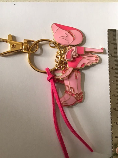 Porte-clés rodéo country, porte-clés fille country, breloque tête boeuf, pendentif bottes et foulard western, cadeau danseuse de country