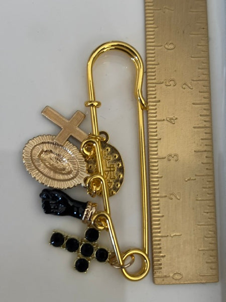 Broche ex voto, broche croix médaille religieuse, cadeau pour maman croix, cadeau pour femme croix, breloque croix noir