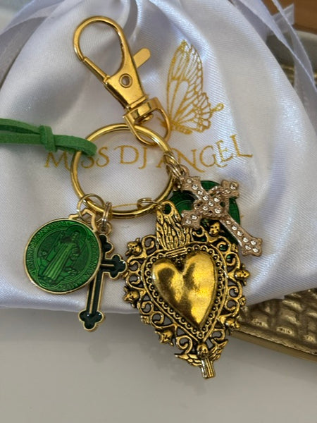 Porte-clés vierge Marie coeur sacré et croix, cadeau pour maman vierge, breloque vierge médaille miraculeuse, médaille religieuse