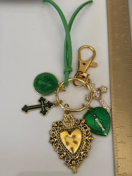 Porte-clés vierge Marie coeur sacré et croix, cadeau pour maman vierge, breloque vierge médaille miraculeuse, médaille religieuse