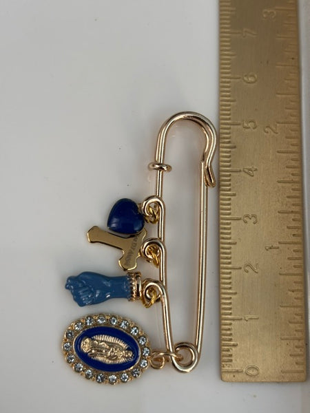 Broche ex voto, broche croix médaille religieuse, cadeau pour maman croix, cadeau pour femme croix, breloque croix bleu