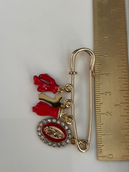 Broche ex voto, broche croix médaille religieuse, cadeau pour maman croix, cadeau pour femme croix, breloque croix rouge
