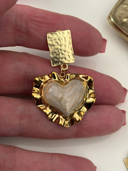 Boucles d'oreilles ex voto, boucles d'oreille coeur sacré, breloque croix et coeur sacré, pendentif ex voto, cadeau religieux cérémonie