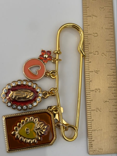 Broche ex voto, broche croix et médaille religieuse, broche croix, cadeau pour maman croix, cadeau cérémonie Vierge Marie, croix kawaii.