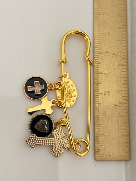 Broche ex voto, broche croix médaille religieuse, cadeau pour maman croix, cadeau pour femme croix, breloque croix coeur sacré