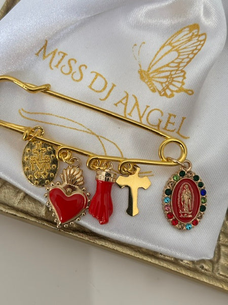 Broche ex voto, broche croix médaille religieuse, cadeau pour maman croix, cadeau pour femme croix, breloque croix kawaii rouge.