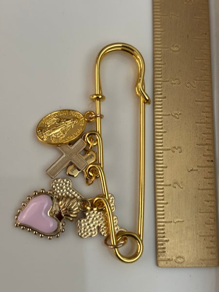 Broche ex voto, broche croix médaille religieuse, cadeau pour maman croix, cadeau pour femme croix, breloque croix rose
