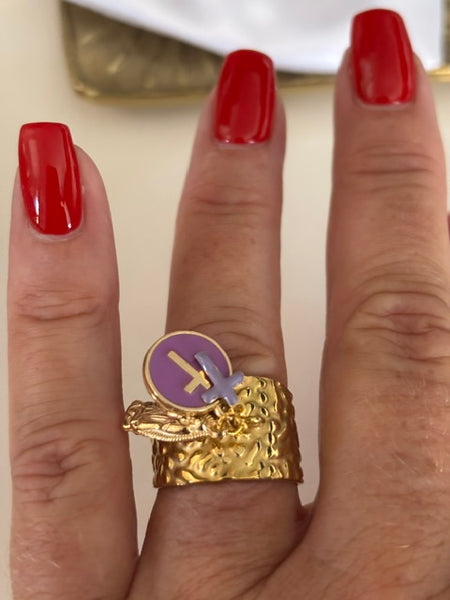 Bague ex voto, bague croix et médaille, cadeau pour cérémonie, bague religieuse, anneau ex voto croix, médaille religieuse sur anneau.